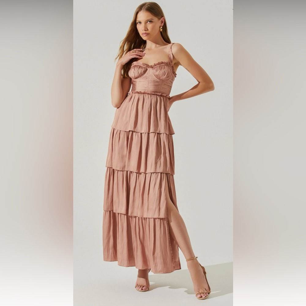 Tempany tiered maxi dress in Mauve